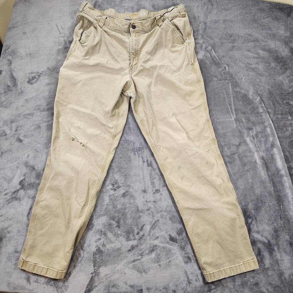 Carhartt Pants Mens 40x34 Beige Relaxed Straight Rigby Dungaree 102291 253
